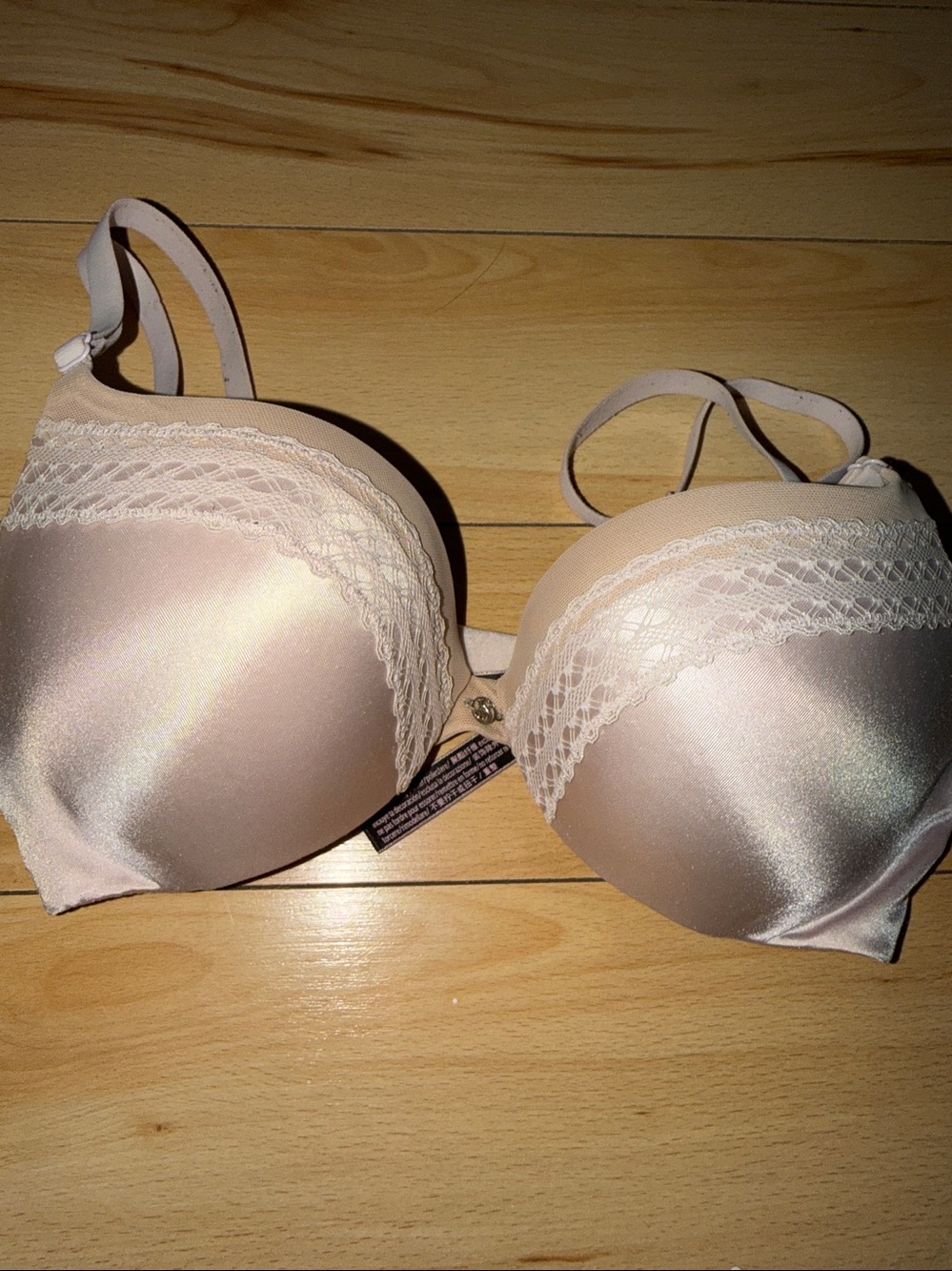 Victoria's Secret Satin & Lace Light Blush Push-Up Bra